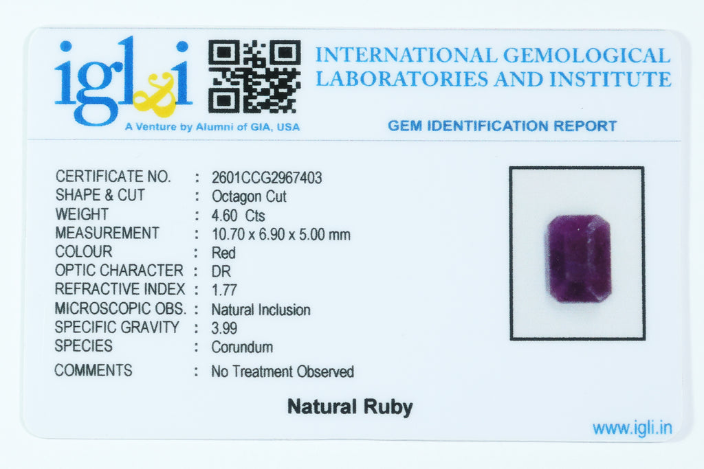 Indian Ruby 4.60 Carat