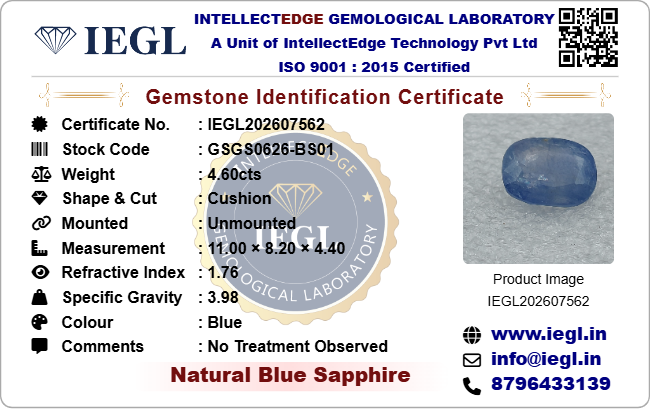 Ceylon Blue Sapphire - 4.60 Carat