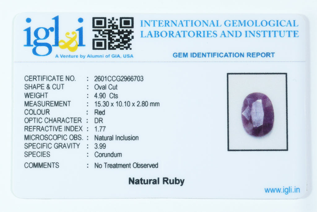 Indian Ruby 4.90 Carat