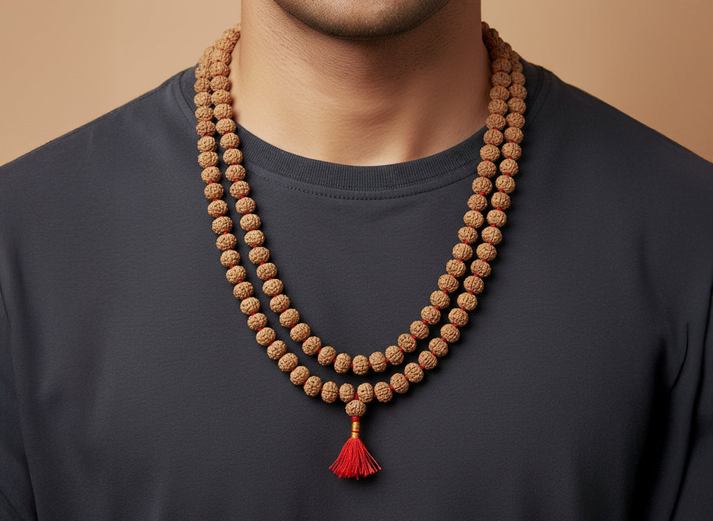 6 Mukhi Rudraksha Mala, 10mm (54 + 1 Beads)