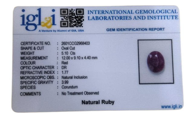 Indian Ruby 5.10 Carat