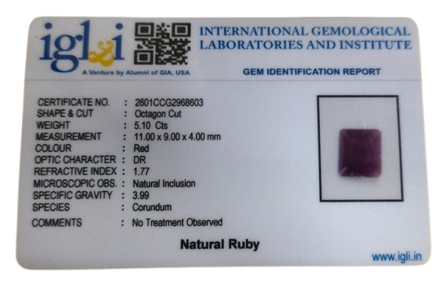 Indian Ruby 5.10 Carat
