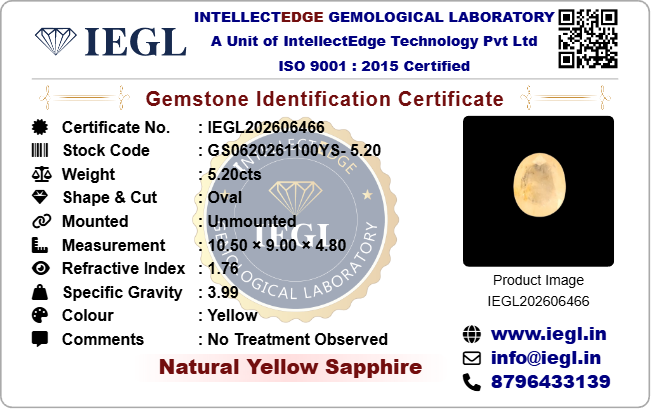 Ceylon Yellow Sapphire - 5.20 Carat