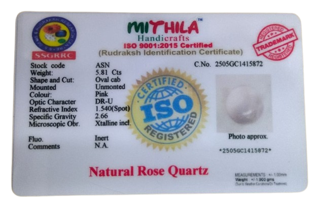 Rose Quartz 5.81 Carat
