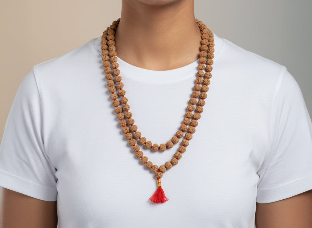 6 Mukhi Rudraksha Mala, 10mm (54 + 1 Beads)