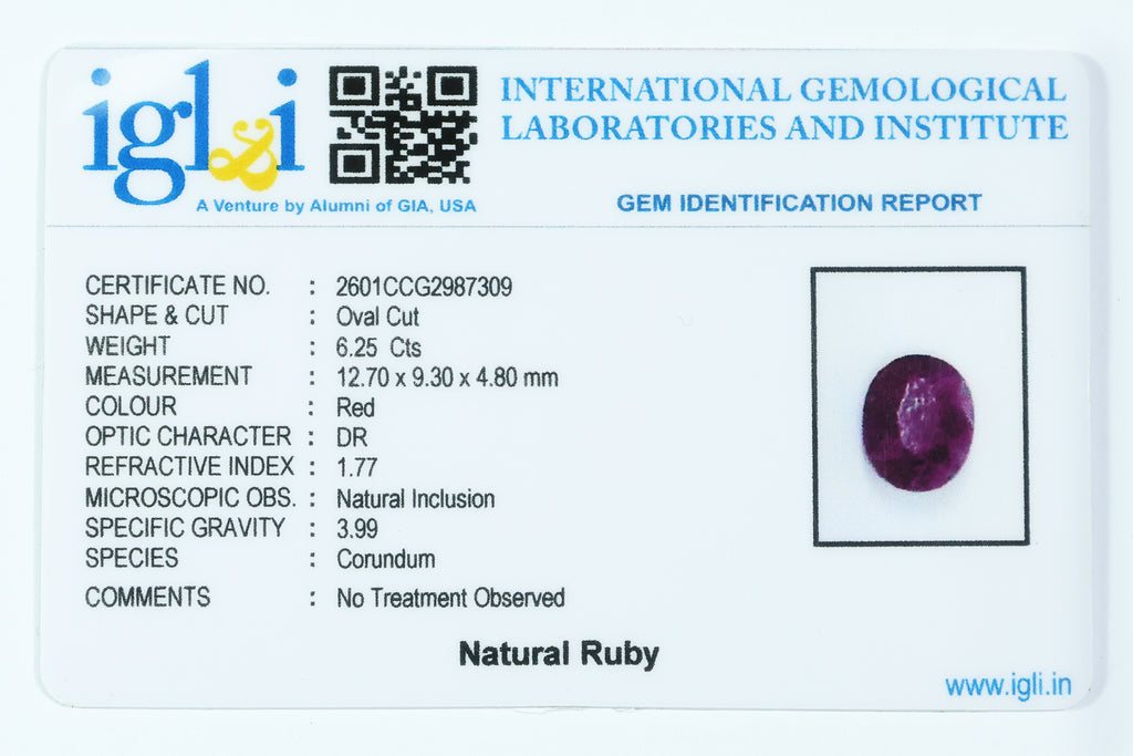 Indian Ruby 6.25 Carat