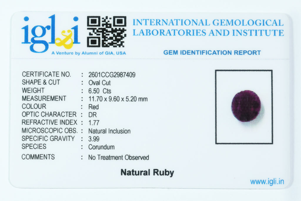 Indian Ruby 6.50 Carat