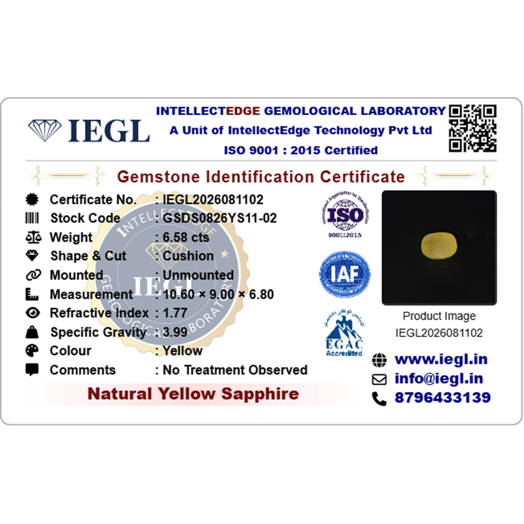 Yellow Sapphire (Burmese) - 6.58 Carat