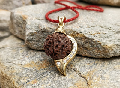 Five face Rudraksha with Panch Dhatu Shankh Pendant