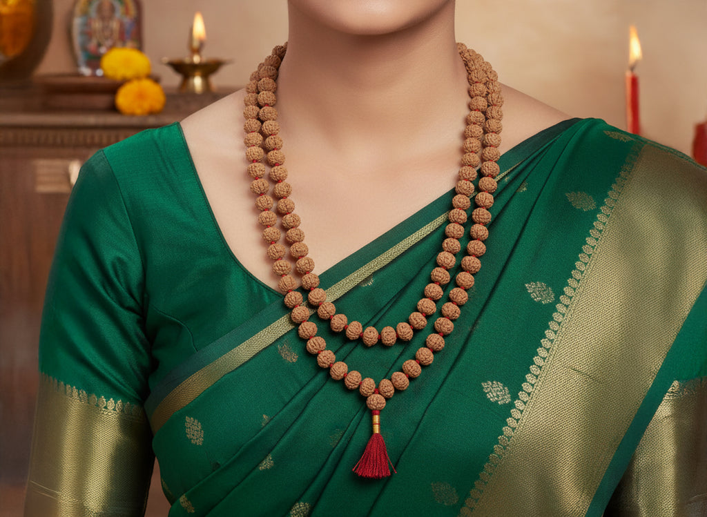 6 Mukhi Rudraksha Mala, 10mm (54 + 1 Beads)