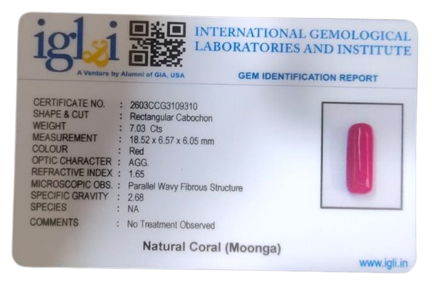 Coral Moonga 7.03 Carat