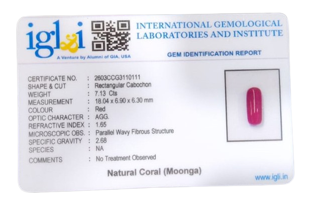 Coral Moonga 7.13 Carat