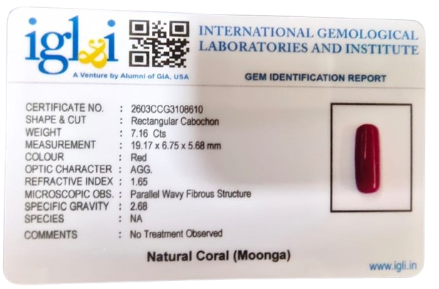 Coral Moonga 7.16 Carat