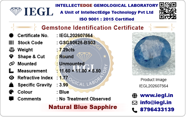 Ceylon Blue Sapphire - 7.29 Carat