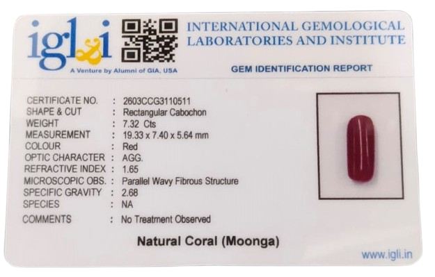 Coral Moonga 7.32 Carat