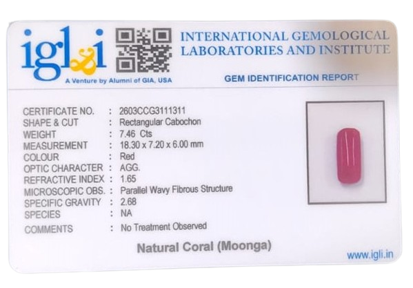 Coral Moonga 7.46 Carat