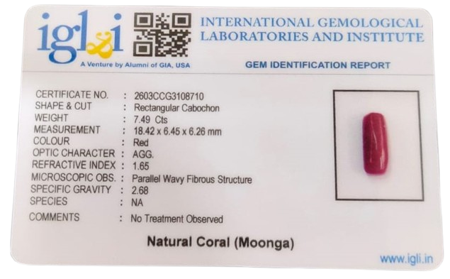 Coral Moonga 7.49 Carat