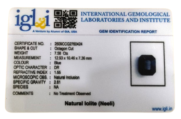 Iolite (Neeli) - 7.58 Carat