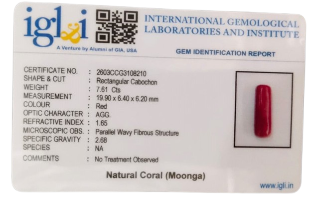 Coral Moonga 7.61 Carat
