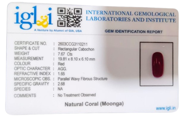 Coral Moonga 7.67 Carat