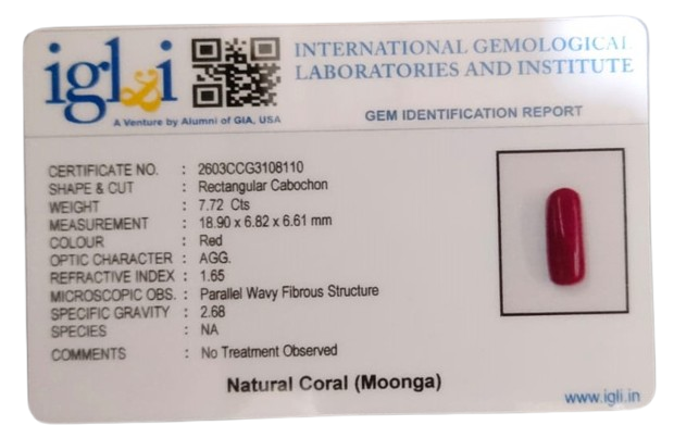 Coral Moonga 7.72 Carat