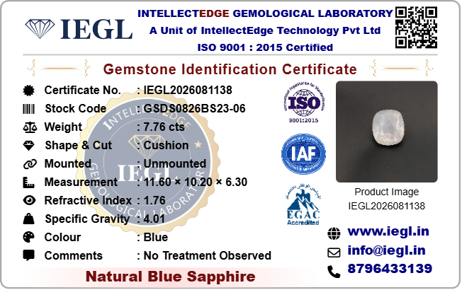 Ceylon Blue Sapphire - 7.76 Carat
