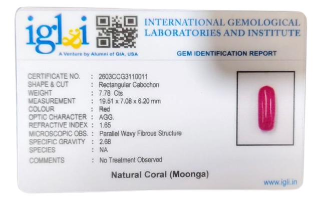 Coral Moonga 7.78 Carat