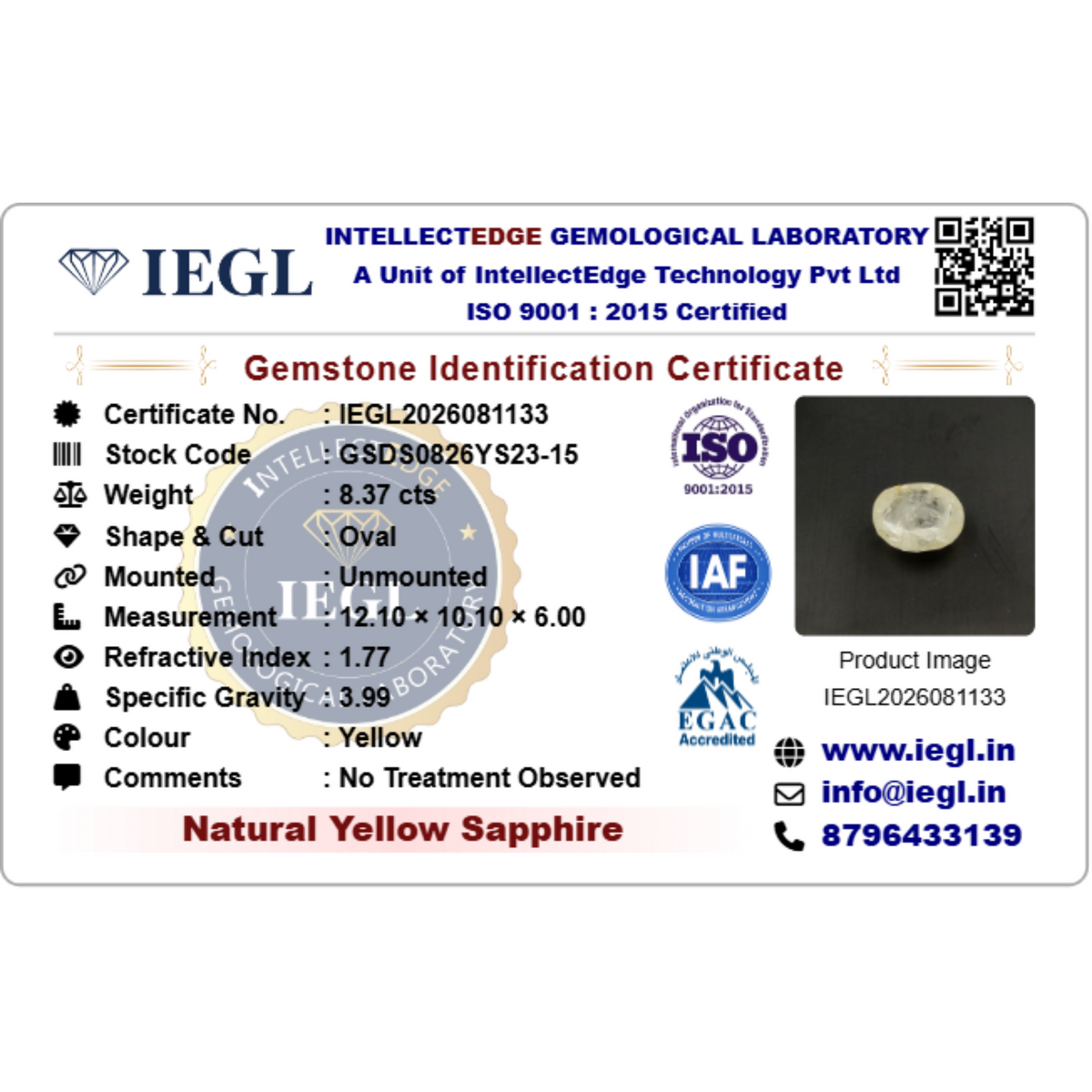 Ceylon Yellow Sapphire - 8.37 Carat