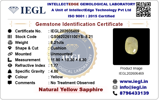 Ceylon Yellow Sapphire - 8.21 Carat