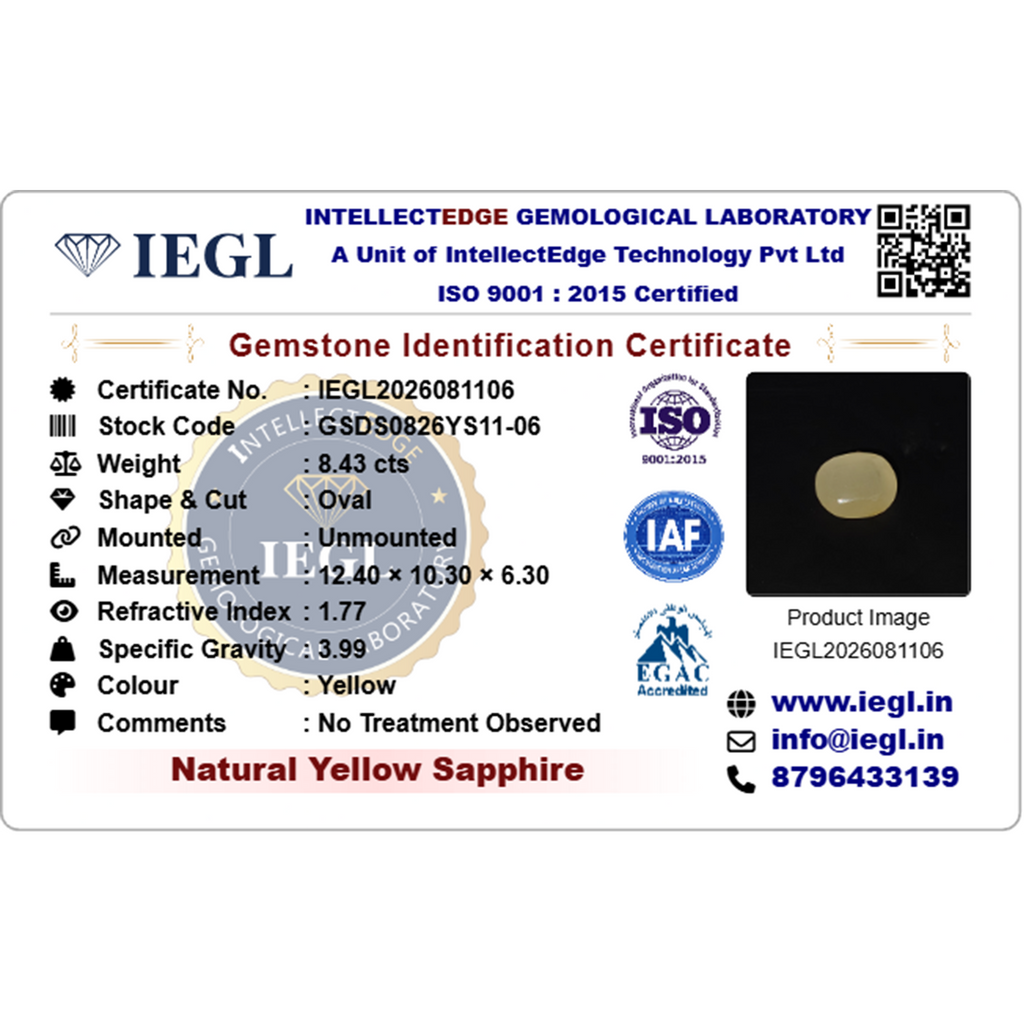 Yellow Sapphire (Burmese) - 8.43 Carat