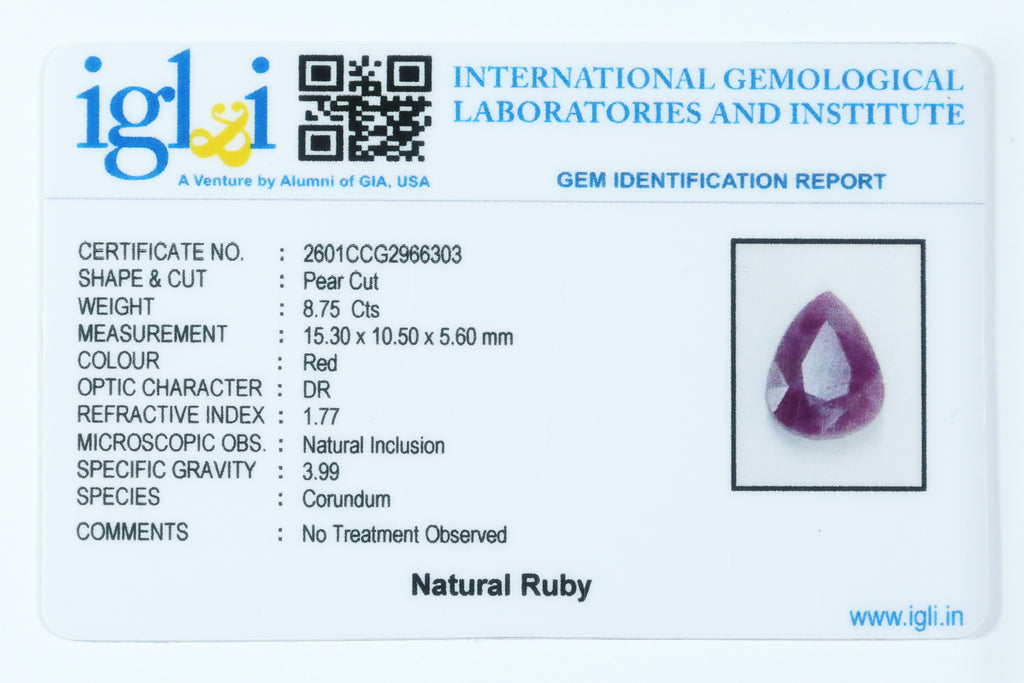 Indian Ruby 8.75 Carat