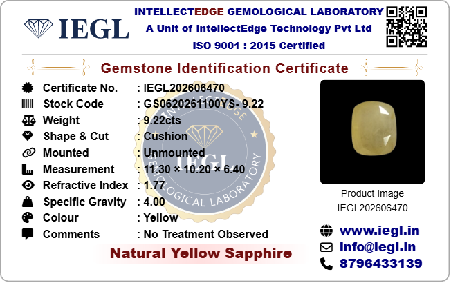 Ceylon Yellow Sapphire - 9.22 Carat