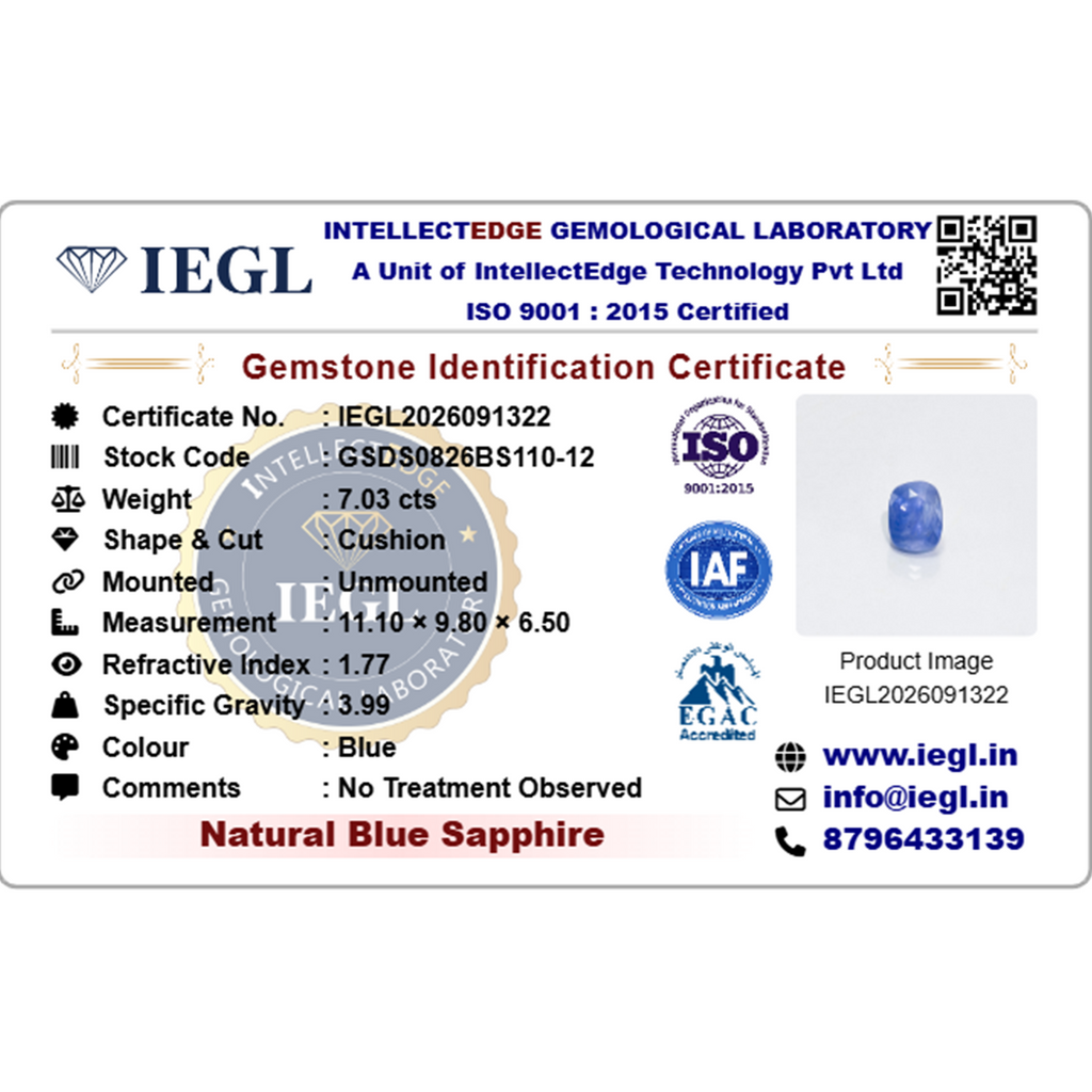 Ceylon Blue Sapphire - 7.03 Carat
