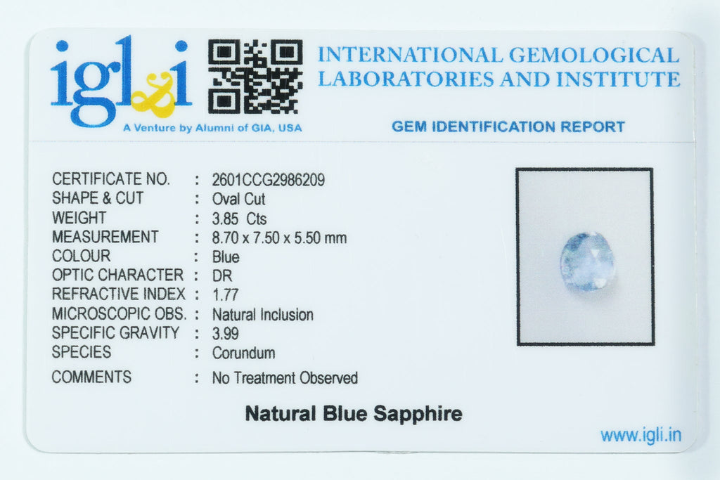 Blue Sapphire 3.85 Carat