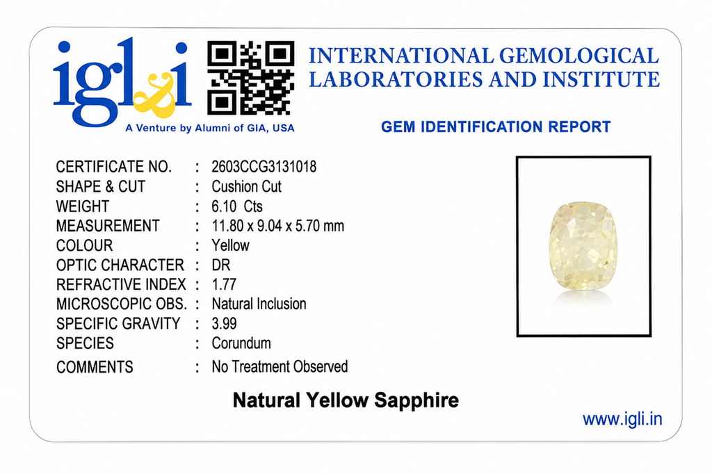 Yellow Sapphire - 6.1 Carat