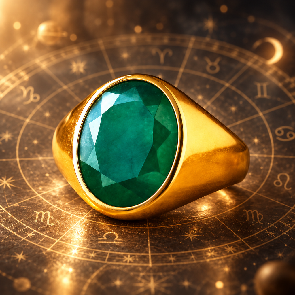 Emerald Panna Panchdhatu Ring | Lab certified | Adjustable Ring