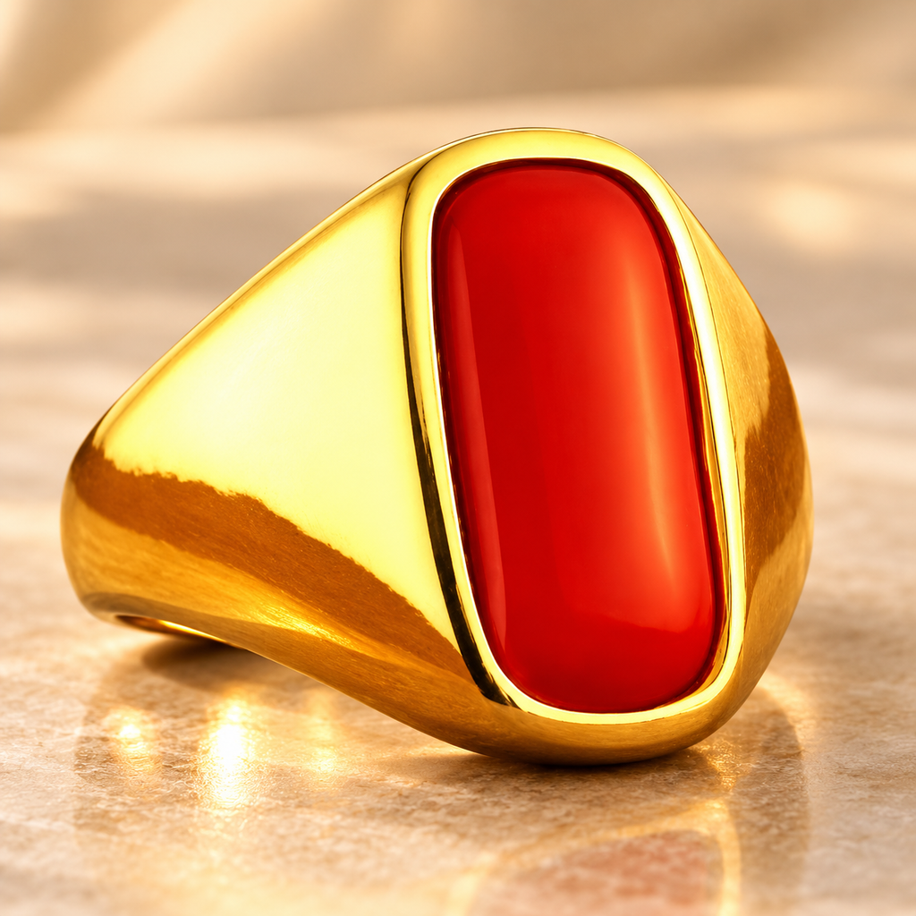 Coral Moonga Panchdhatu Ring | Lab certified | Adjustable Ring