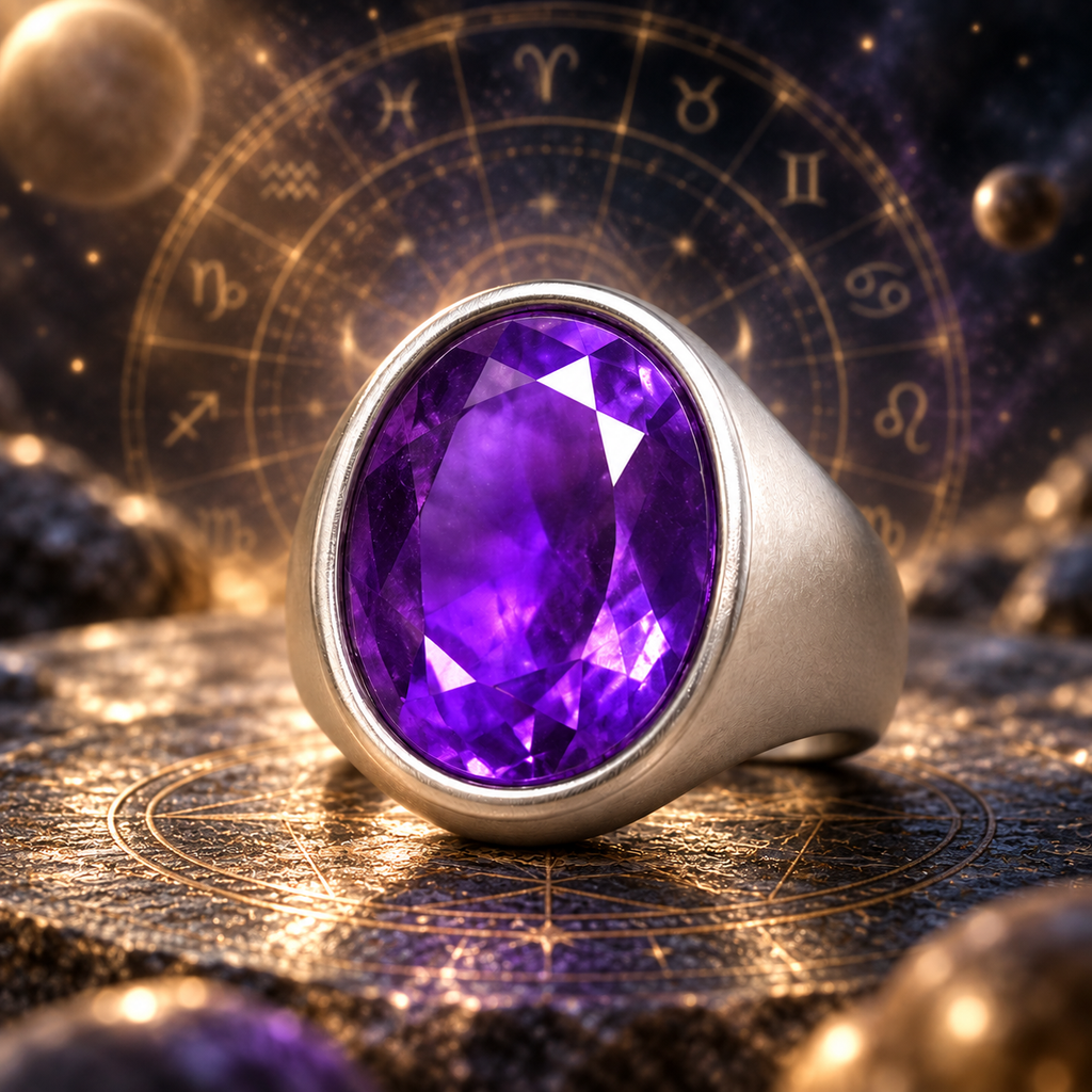 Amethyst Katela Sterling Silver Ring | Lab certified | Adjustable Ring