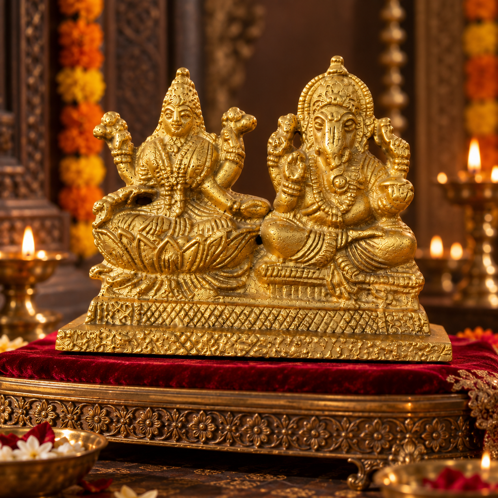 Lakshmi Ganesha Ashtdhatu Idol