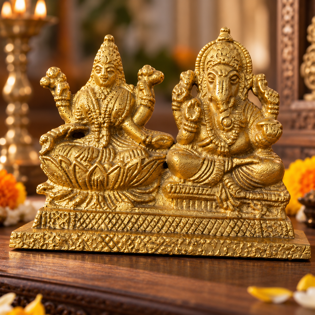 Lakshmi Ganesha Ashtdhatu Idol