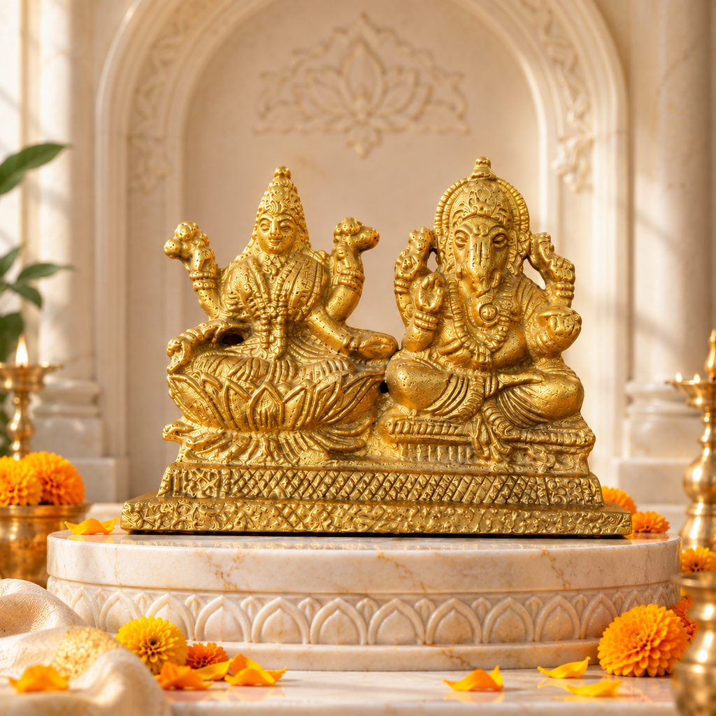 Lakshmi Ganesha Ashtdhatu Idol