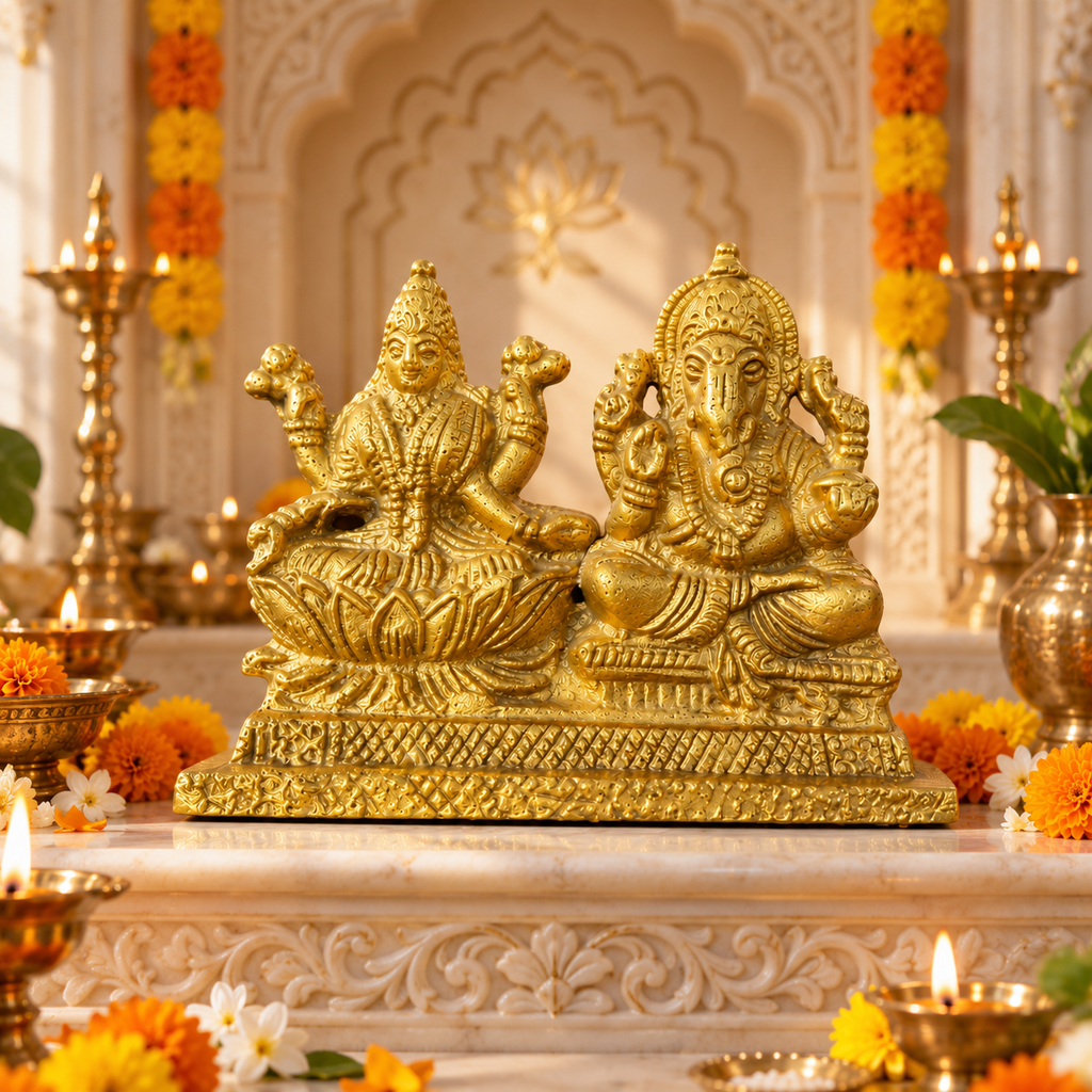 Lakshmi Ganesha Ashtdhatu Idol