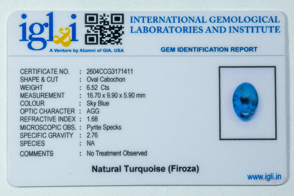 turquoise 6.52 carat certificate image