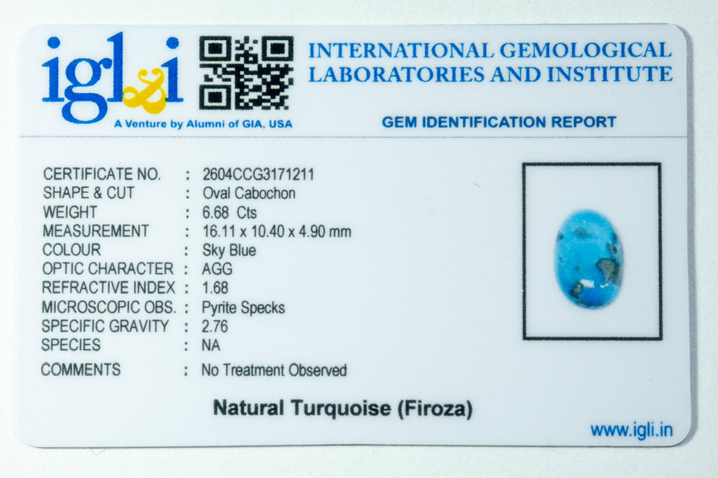turquoise 6.68 carat certificate image