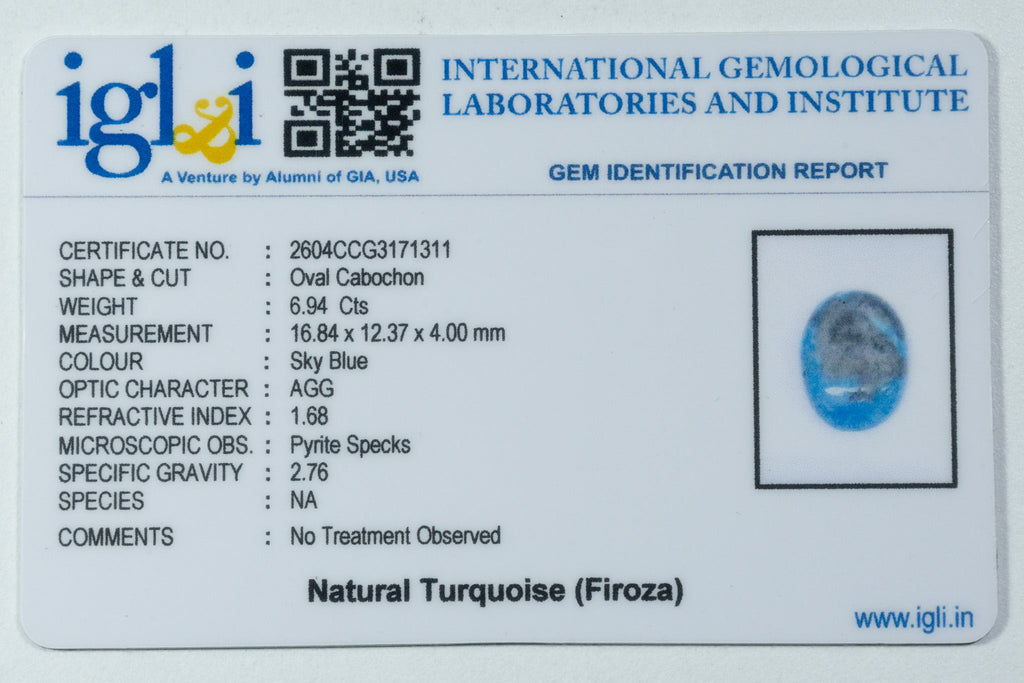 turquoise 6.94 carat certificate image