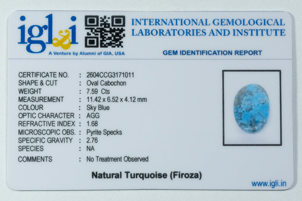 turquoise 7.59 carat certificate image