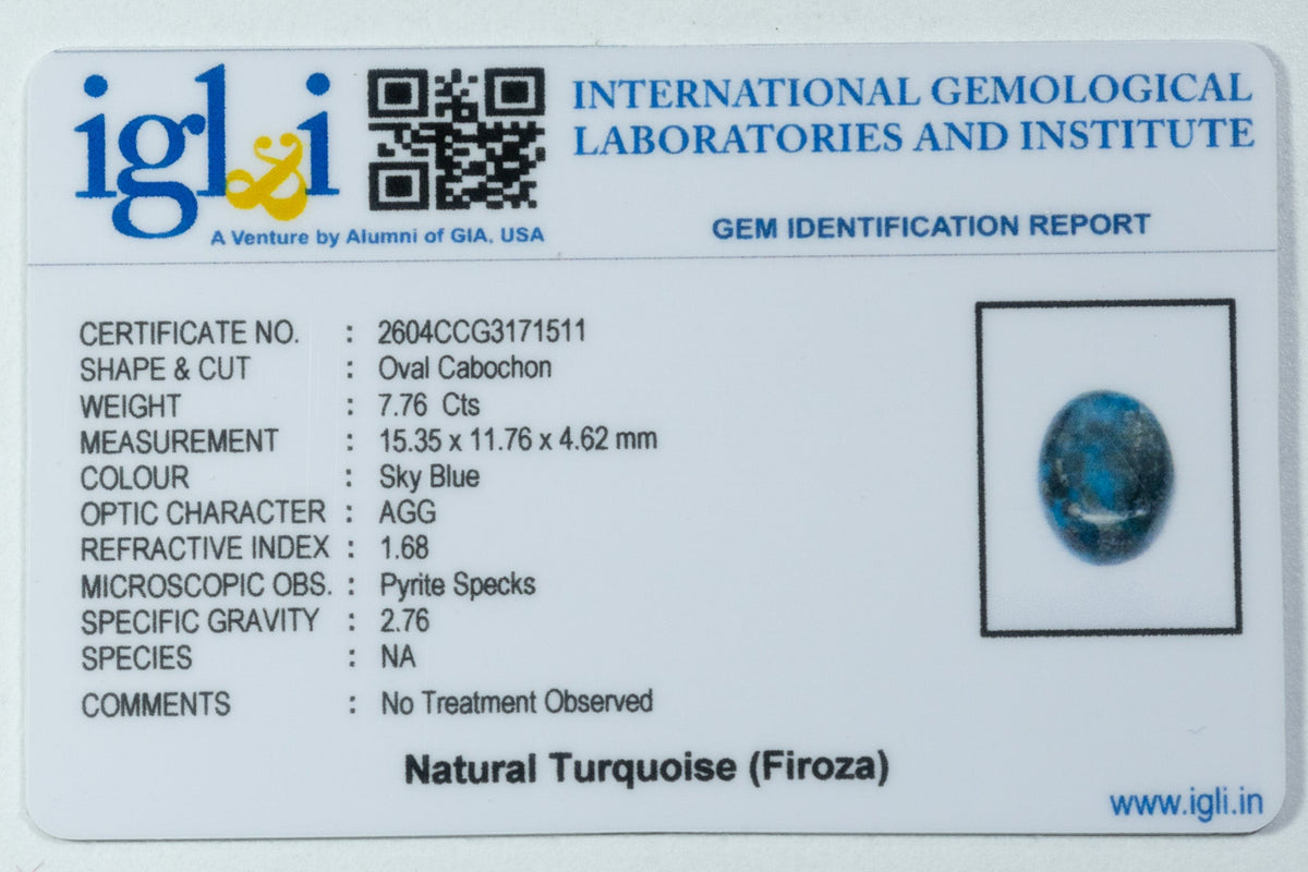 turquoise 7.76 carat certificate image