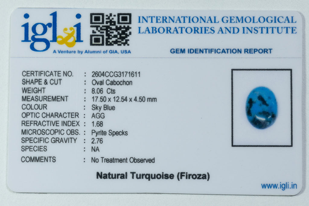 turquoise 8.06 carat certificate image