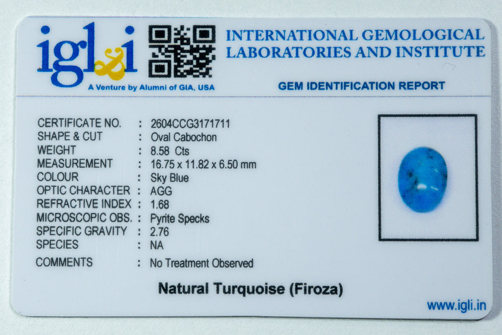 turquoise 8.58 carat certificate image