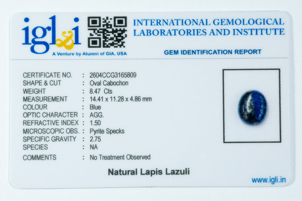 lapis lazuli 8.47 carat certificate image